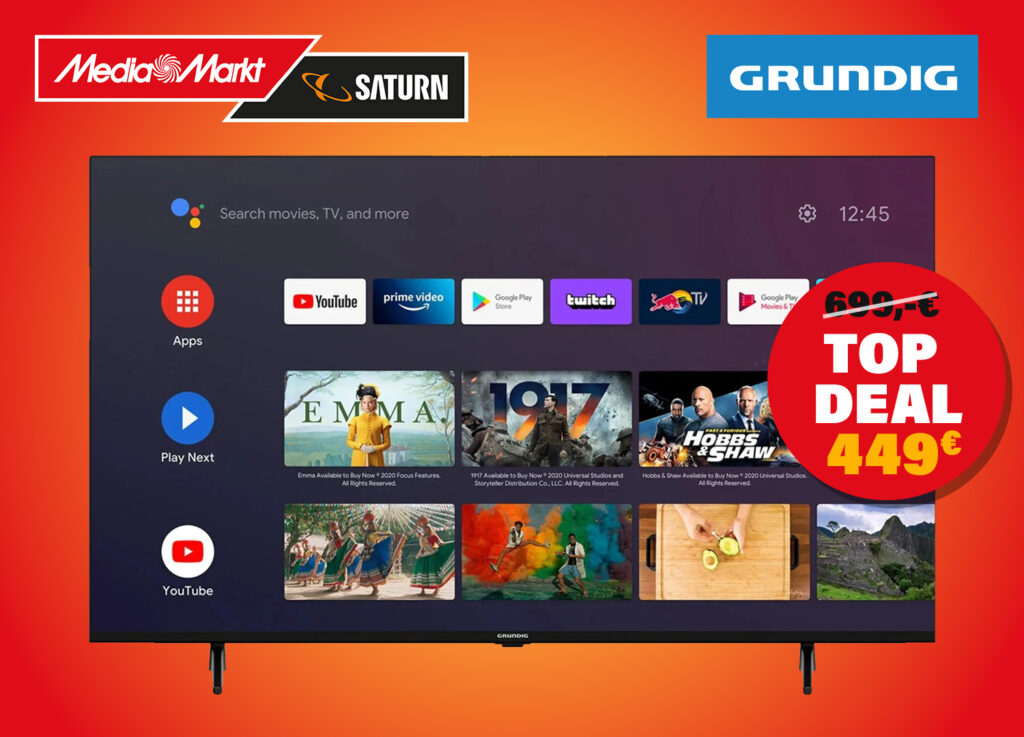 55 Zoll 4K UHD TV von Grundig für nur 449 Euro! Ein Prime-Konter von Mediamarkt.de