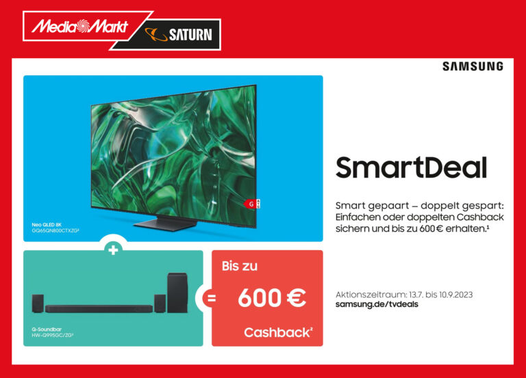 Bis zu 4.000 Euro Cashback: Samsung SmartDeals auf TVs und Soundbars