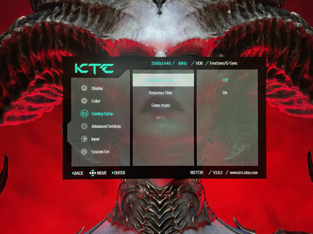 Über das Gaming-Menü der KTC M27T20 werden z.B. die VRR-Features aktiviert