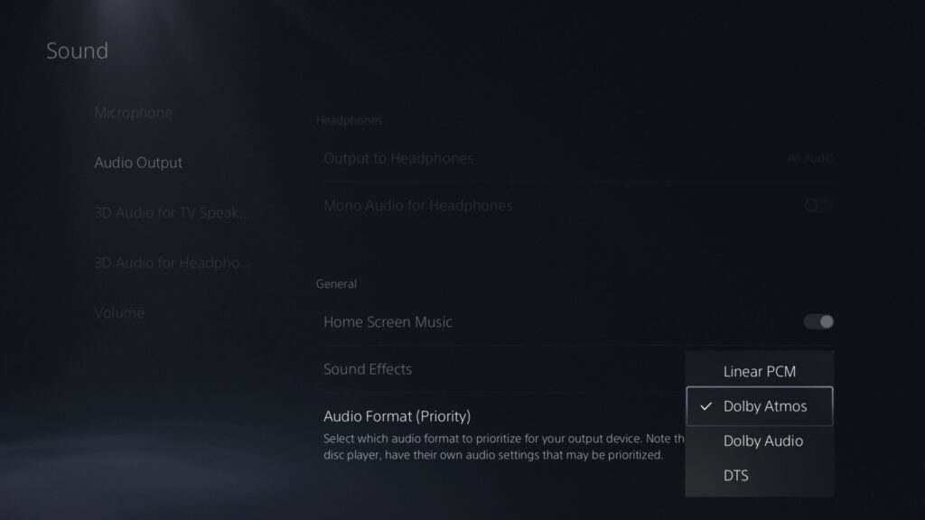 Die PS5 kann den Ton nun als Dolby Atmos ausgeben.