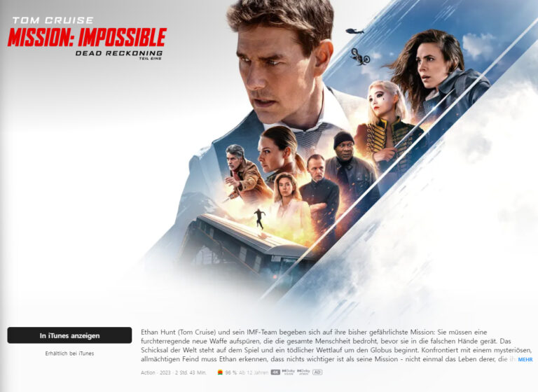 iTunes startet digitalen Heimkino-Preorder für Mission: Impossible 7 (mit Dolby Atmos)