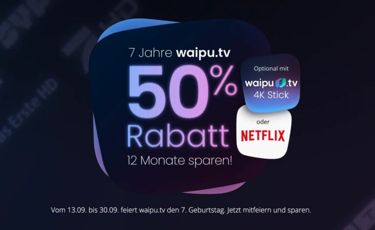 waipu.tv startet Geburtstagsaktion und gewährt 50 % Rabatt