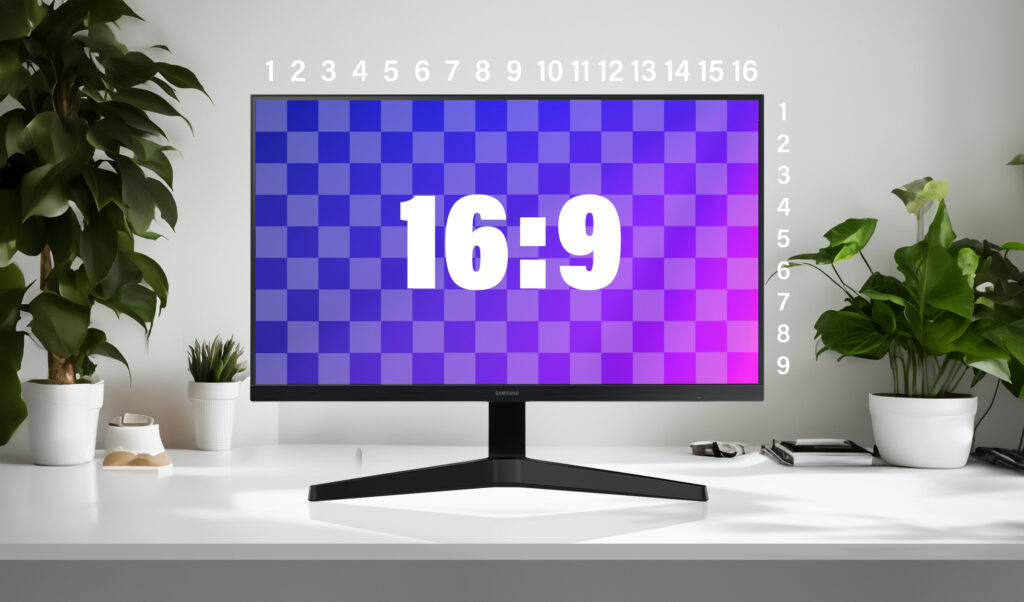 Ein Desktop-Monitor mit einem Seitenverhältnis von 16:9