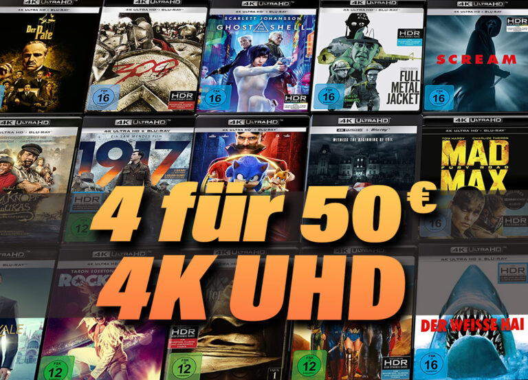Vier 4K UHD Blu-rays für nur 50 Euro! Wählt aus über 140 Titeln!