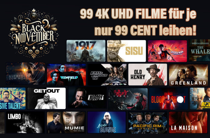 Über 600 Filme stehen in der 99 Cent-Aktion zur Leihe bereit! 99 Titel sogar in 4K UHD Qualität