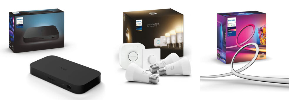 Unser Gewinnspiel-Bundle von Philips Hue (Signify) beinhaltet diese Komponenten