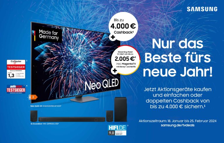 Samsung startet Cashback-Aktion auf Neo QLED, QLED und Q-Soundbars