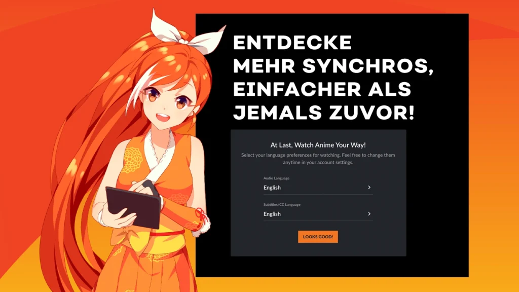 Crunchyroll wirbt mit der Vielfalt seiner Synchronisationen.