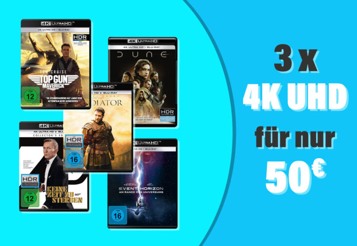 Drei 4K Ultra HD Blu-rays für nur 50 Euro kaufen! Aktion auf Amazon.de