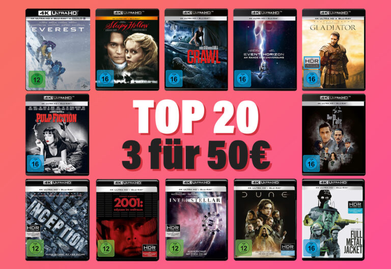 Die 20 beliebtesten Ultra HD 4K Blu-rays aus der „3 für 50 Euro“-Aktion auf Amazon.de
