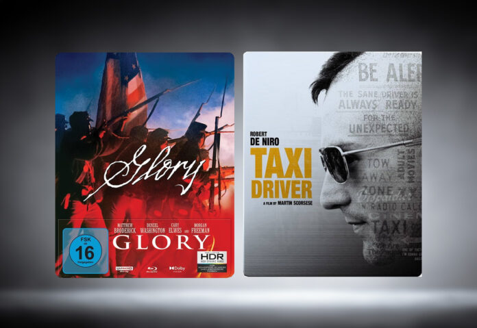 Glory und Taxi Driver erscheinen als limitiertes 4K UHD Blu-ray Steelbook (vorläufige Abbildung bei Taxi Driver)