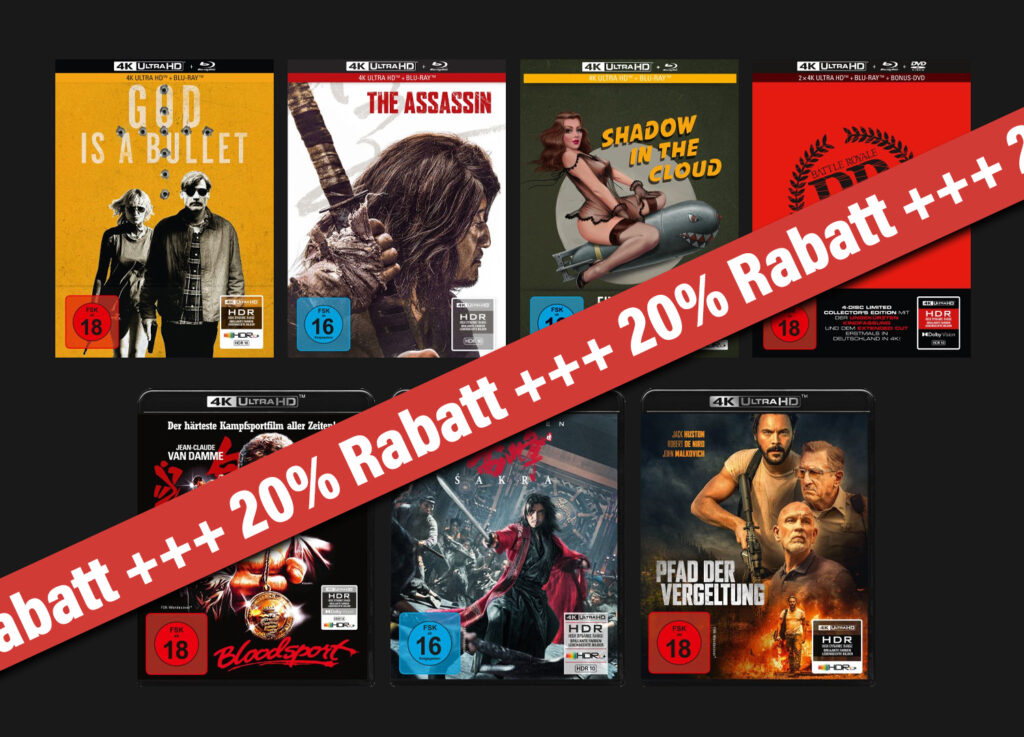 20 Prozent Rabatt auf ausgewählte Action-Titel inkl. 4K Blu-rays im Capelight Shop