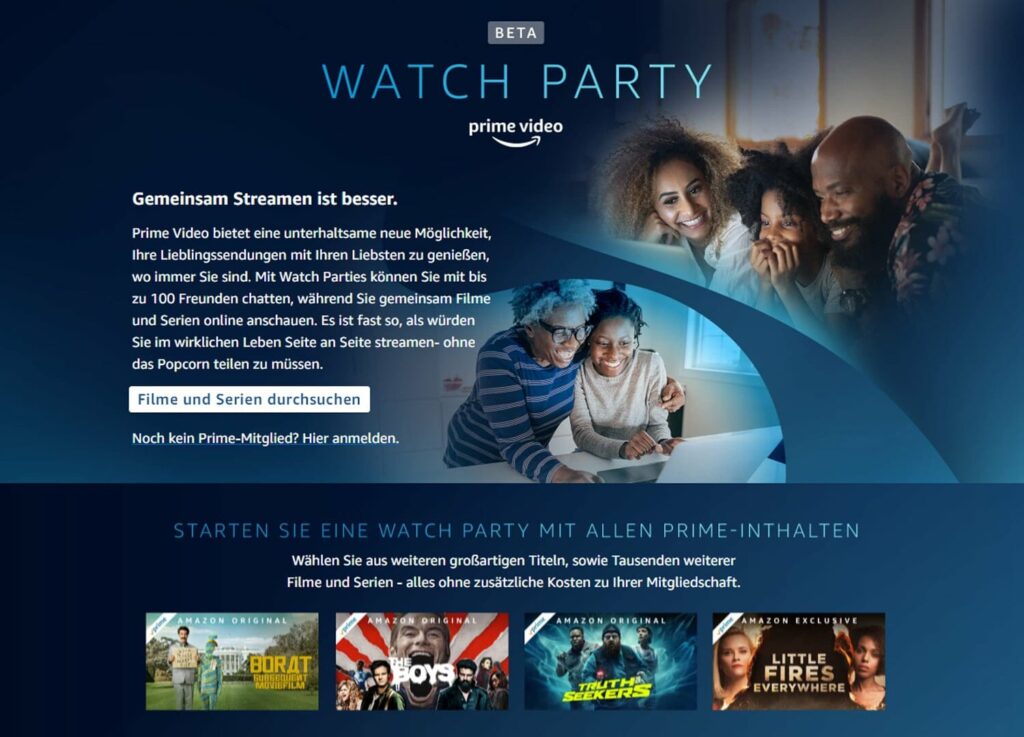 Die Watch Party ist bei Amazon Prime Video komplett gestrichen worden.