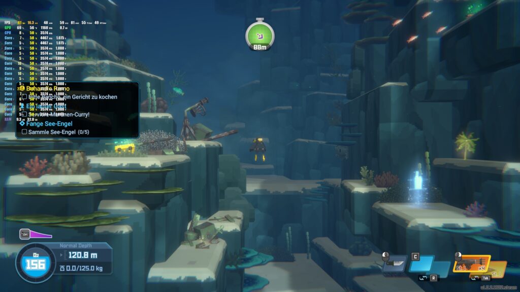 Dave The Diver wird durchgehend in 60fps dargestellt. Mehr geht aufgrund der FPS-Sperre nicht. 