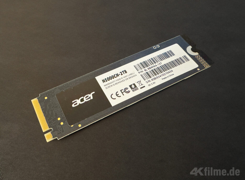 Die verbaute Acer N5000CN SSD (M.2 2280) mit ihren 2TB Speicher ist das Maximum, was im Geekom A7 verbaut werden kann. 