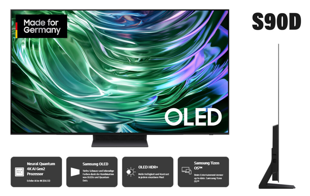 Beim Samsung S90D TV ändert sich die OLED-Technologie je nach Displaygröße
