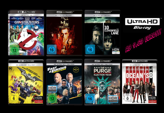 Ausgewählte 4K UHD Blu-rays ab 9.68 Euro bis 12 Euro stehen ab sofort zum Kauf!