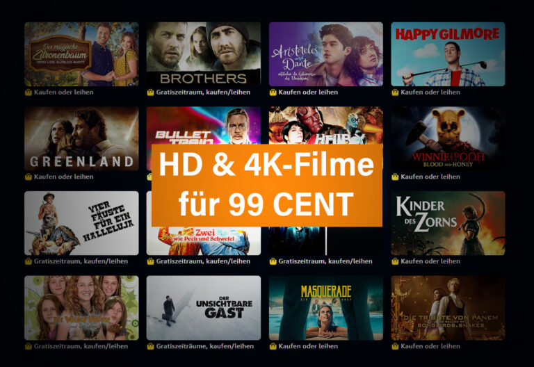 XXL-Auswahl: Über 600 Filme in HD und 4K-Qualität für je nur 99 Cent ausleihen!