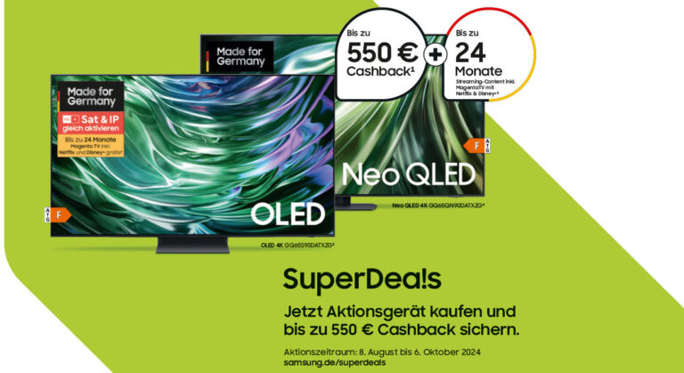 Samsung SuperDeal!s verheißen Cashback beim Kauf von QLED- und OLED-TVs