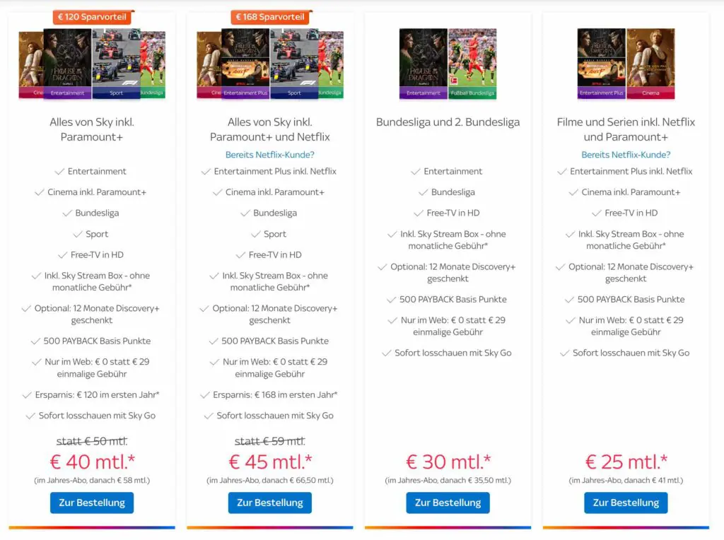 Sky enthält in vielen Tarifen Paramount+ als Zugabe.