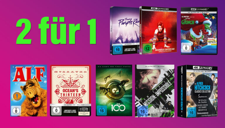 Bis zu 50 Prozent Rabatt auf DVD, Blu-ray und 4K Ultra HD: 2-für-1-Aktion auf Amazon.de