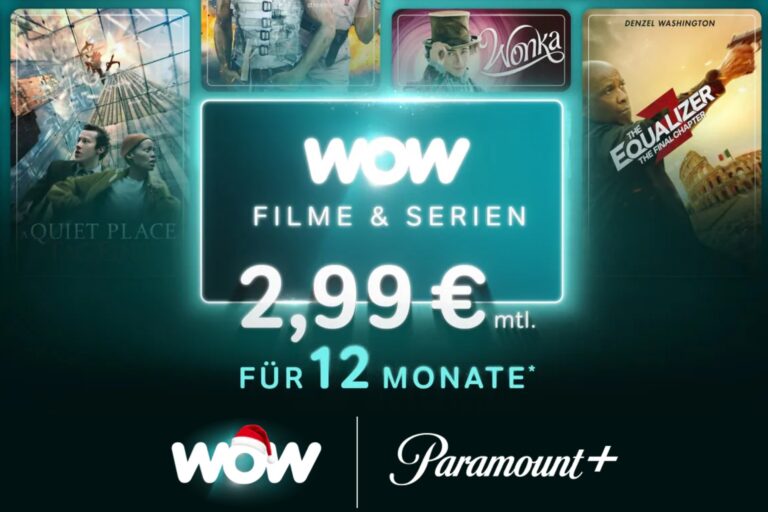 WOW Filme & Serien plus Paramount+ ein Jahr für nur 2,99 Euro im Monat