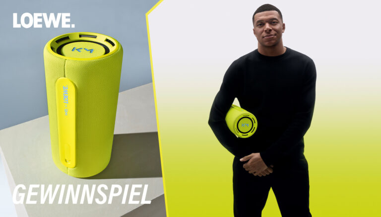 Gewinnspiel: Wir verlosen einen Loewe We. HEAR Pro x Kylian Mbappé Lautsprecher (Neon)