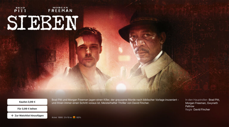 „Sieben“ erhält kostenloses 4K-Upgrade auf Apple TV und geht für 3.99 Euro in den Verkauf