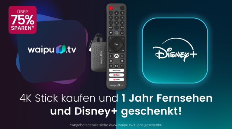 waipu.tv: Perfect Plus, Disney+ und der 4K Stick für nur 59,99 Euro im Deal