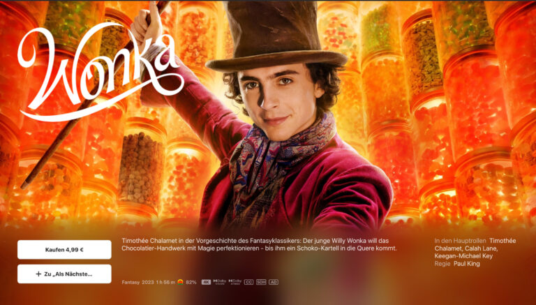 Apple TV Adventskalender: Täglich neue Filmangebote – Zum Nikolaustag mit „Wonka“ für 4,99 Euro