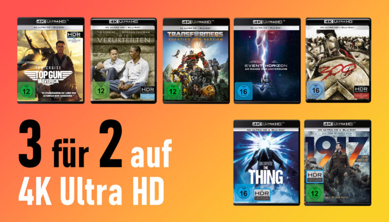 Wählt aus über 260 Filmen: 3-für-2-Aktion mit 4K Ultra HD Blu-rays auf Amazon.de