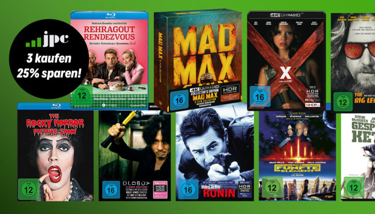 jpc.de: 25 Prozent Rabatt beim Kauf von drei DVDs, Blu-rays oder 4K Ultra HD Blu-rays