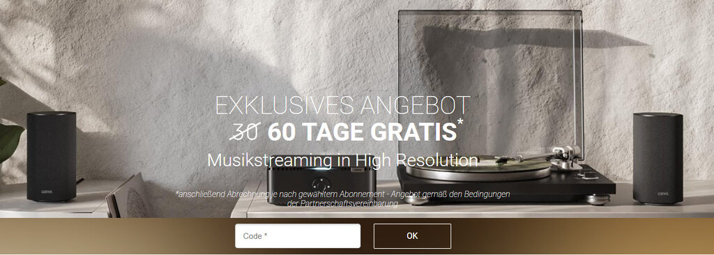 Die Angebots-Webseite von Qobuz zum exklusiven Loewe-Kooperationsangebot