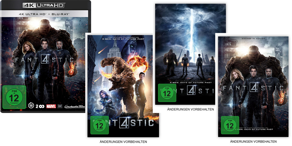 Fantastic Four (2015) erscheint als Standard 4K Blu-ray sowie in drei Mediabook-Varianten.