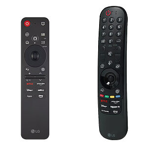 Die LG Fernbedienungen MR25GA (links) und MR25GB (rechts) mit Zifferntasten