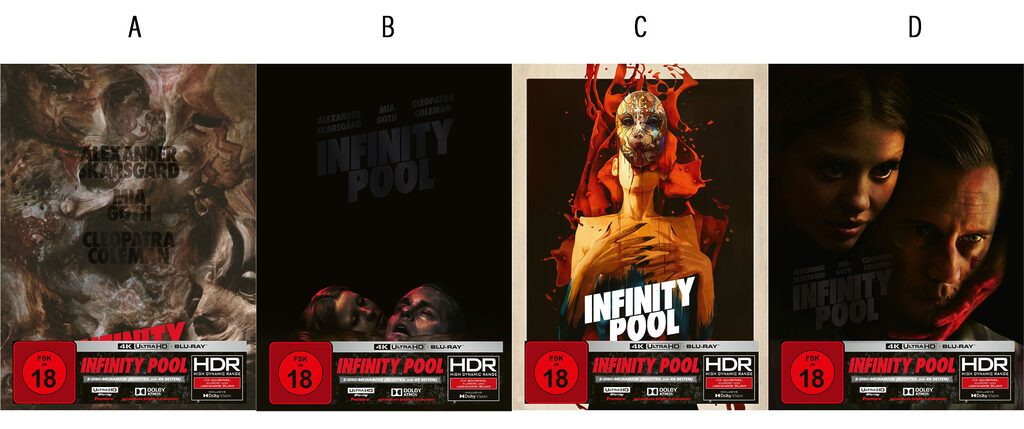 Die Mediabook-Varianten zu "Infinity Pool" auf 4K Blu-ray