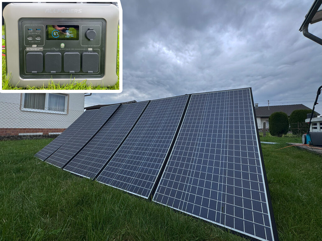 Selbst mit einer dicken Wolkendecke schickt das Solarpanel mindestens 20 Watt an die R1500.