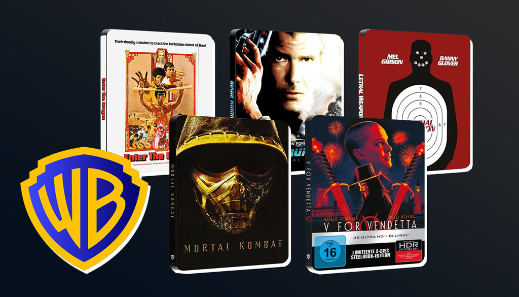 Warner Bros kündigt neue 4K Blu-ray Steelbooks beliebter Filmkassiker an, darunter "V wie Vendetta", "Mortal Kombat" oder "Conjuring".