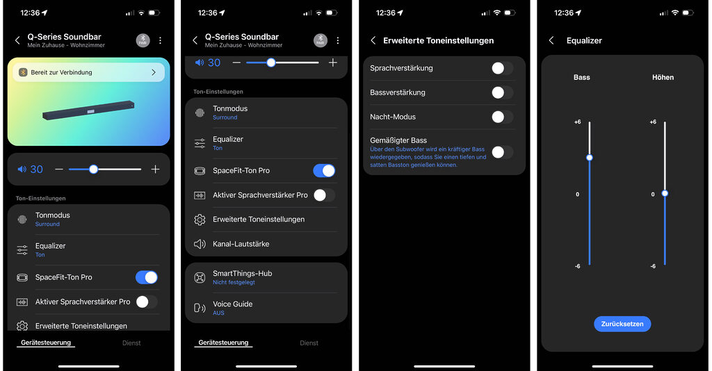 Die SmartThings-Steuerung der Samsung HW-Q995GF 11.1.4-Kanal-Soundbar