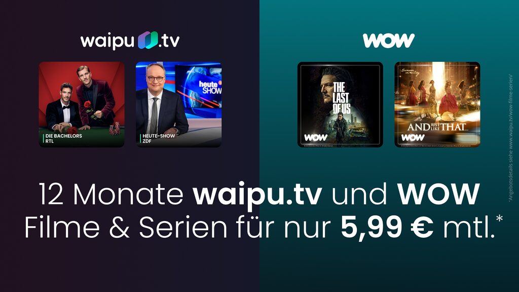 waipu.tv kostet im Bundle mit WOW nur 5,99 Euro im Monat.