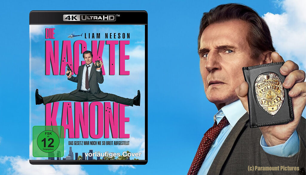 Direkt in den Warenkorb: Die 4K Blu-ray zu "Die Nackte Kanone" (2025) mit Liam Neeson und Pamela Anderson.
