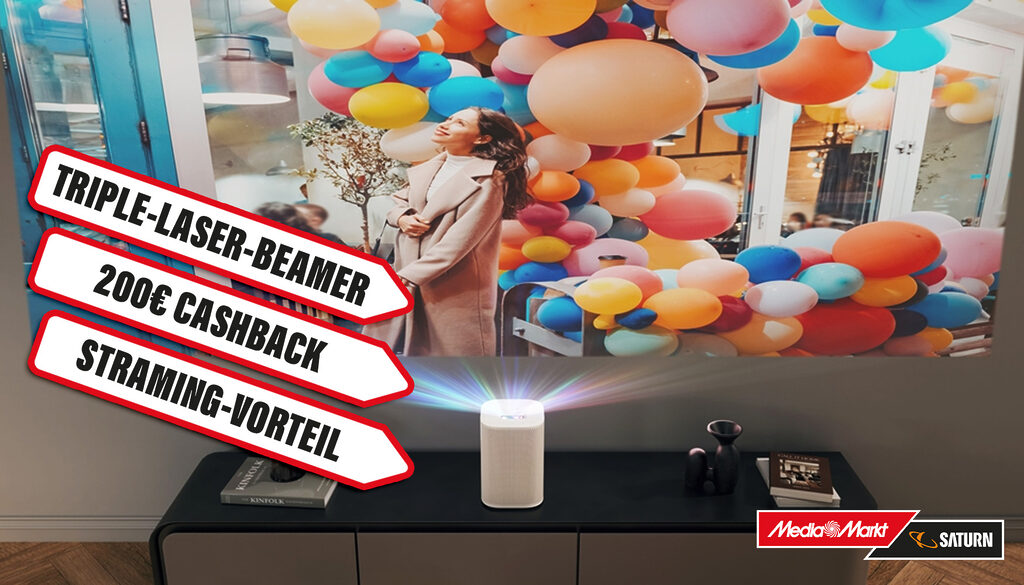 The Samsung "The Premiere 5" Triple-Laser-Beamer gibt es jetzt mit 200 Euro Cashback und Streaming-Vorteil