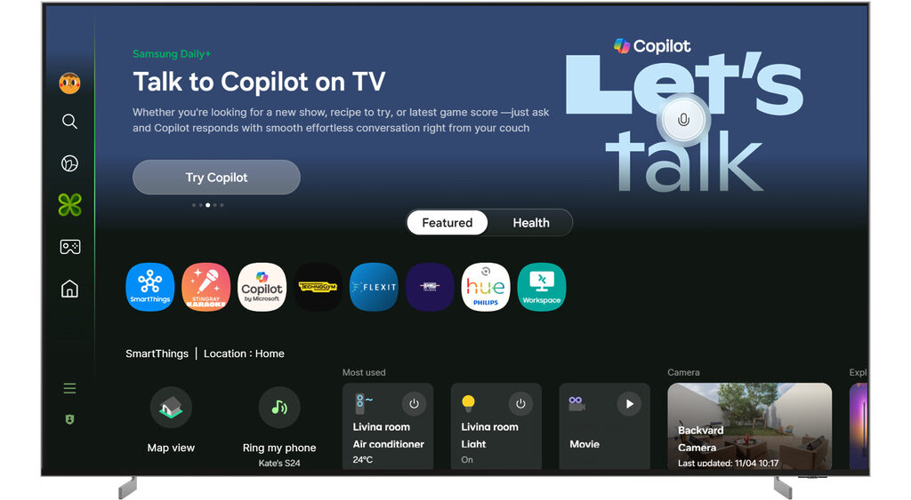 Samsung integriert Copilot in seine Smart-TVs und Monitore.