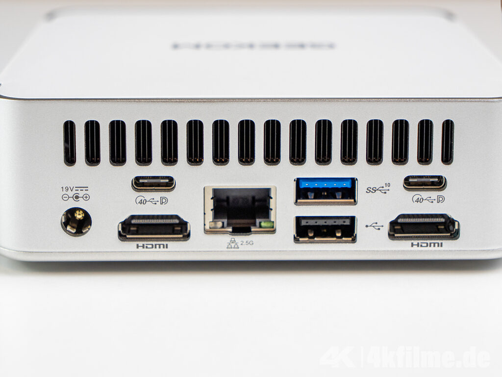 Der Großteil der Anschlussoptionen des XT13 PRO finden wir auf der Rückseite wieder (USB-C, HDMI 2.0, 2.5 Gbit/s LAN usw.)