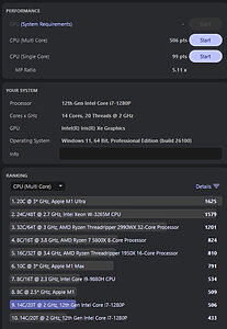 Multi-Core-Messung im Cinebench 2024 für den Geekom IT12 (2025 Edition)