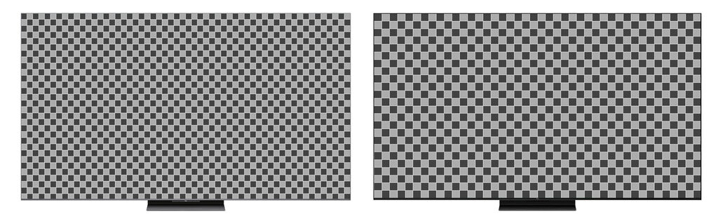 Vergleich: So unterschiedlich ist die Verteilung und Anzahl der Dimming-Zonen beim TCL Q8C / C8K (links) und dem TCL Q7C / C8K (rechts) 