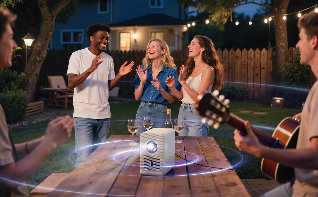 Der erste Smart-Projektor von Roku soll auch draußen für Stimmung sorgen.