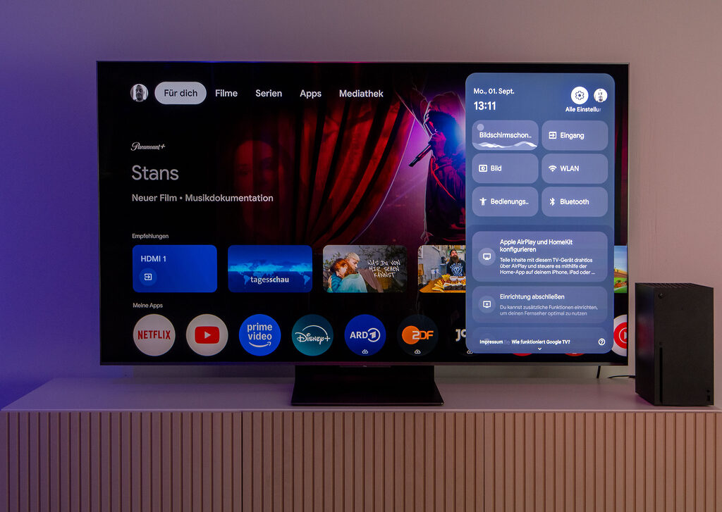 Die Einstellungsmenüs des Google TV sind strukturiert und übersichtlich