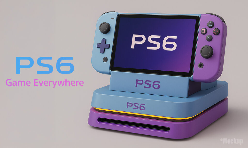 Mockup der PlayStation 6 Konsole: Sony verfolgt ja angeblich ein hybrides Konsolenkonzept ähnliche der Ninteno Switch.