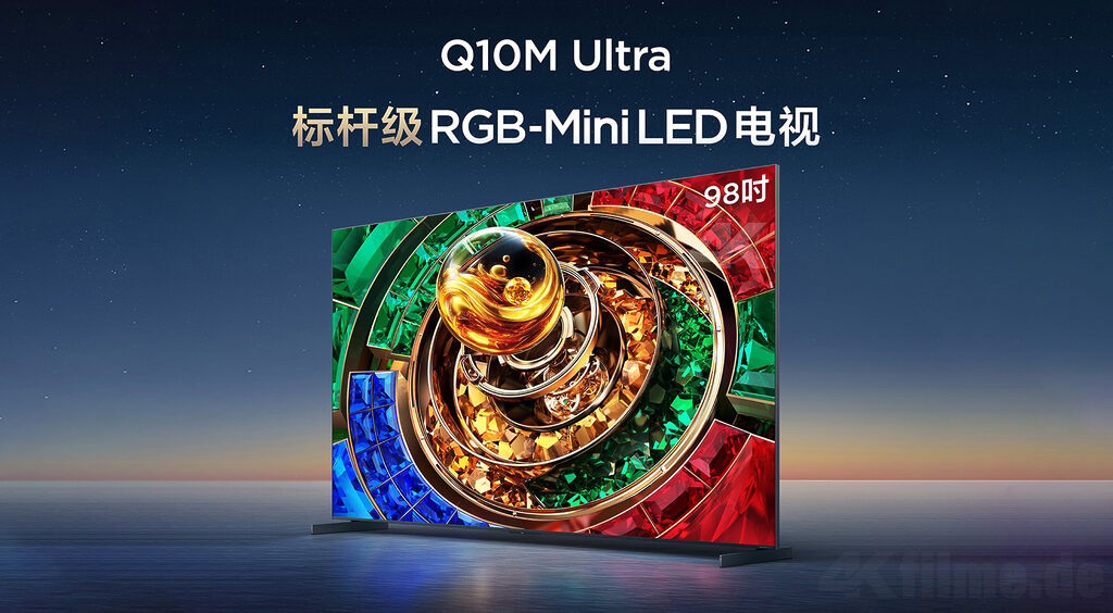 TCL stellt seine ersten RGB Mini-LED TVs in China vor. Der Q10M Ultra besitzt bis zu 16.800 Dimming-Zonen und liefert bis zu 9.000 nits Helligkeit